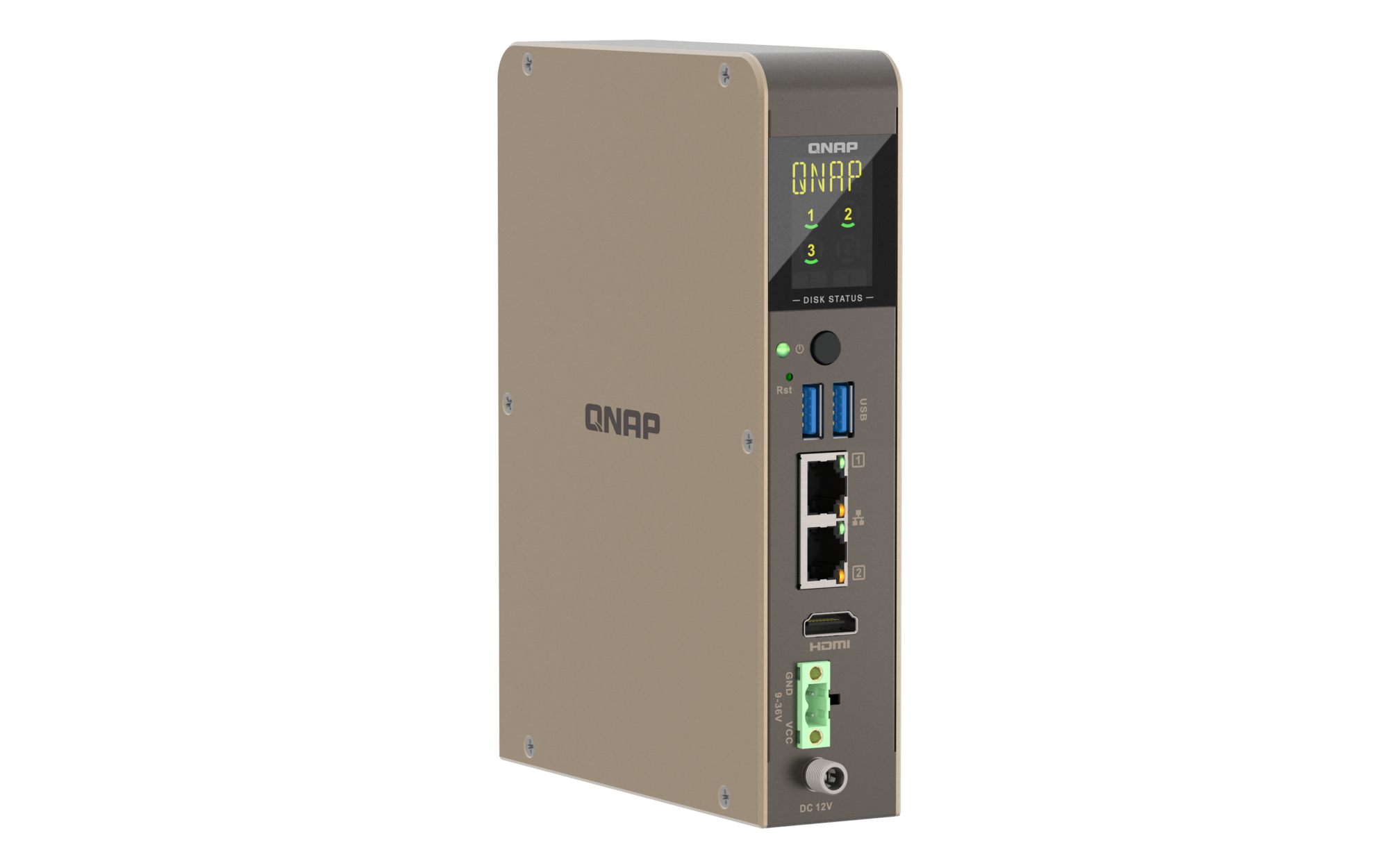 QNAP QBoat-300 - widok obudowy z lewej strony (montaż DIN-rail)